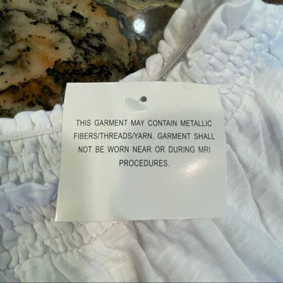 COPY - Belle by Kim Gravel cotton white top XS Pom Pom - Picture 3 of 8